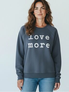 Grayson Threads Love More Sweatshirt - Slate Blue with White